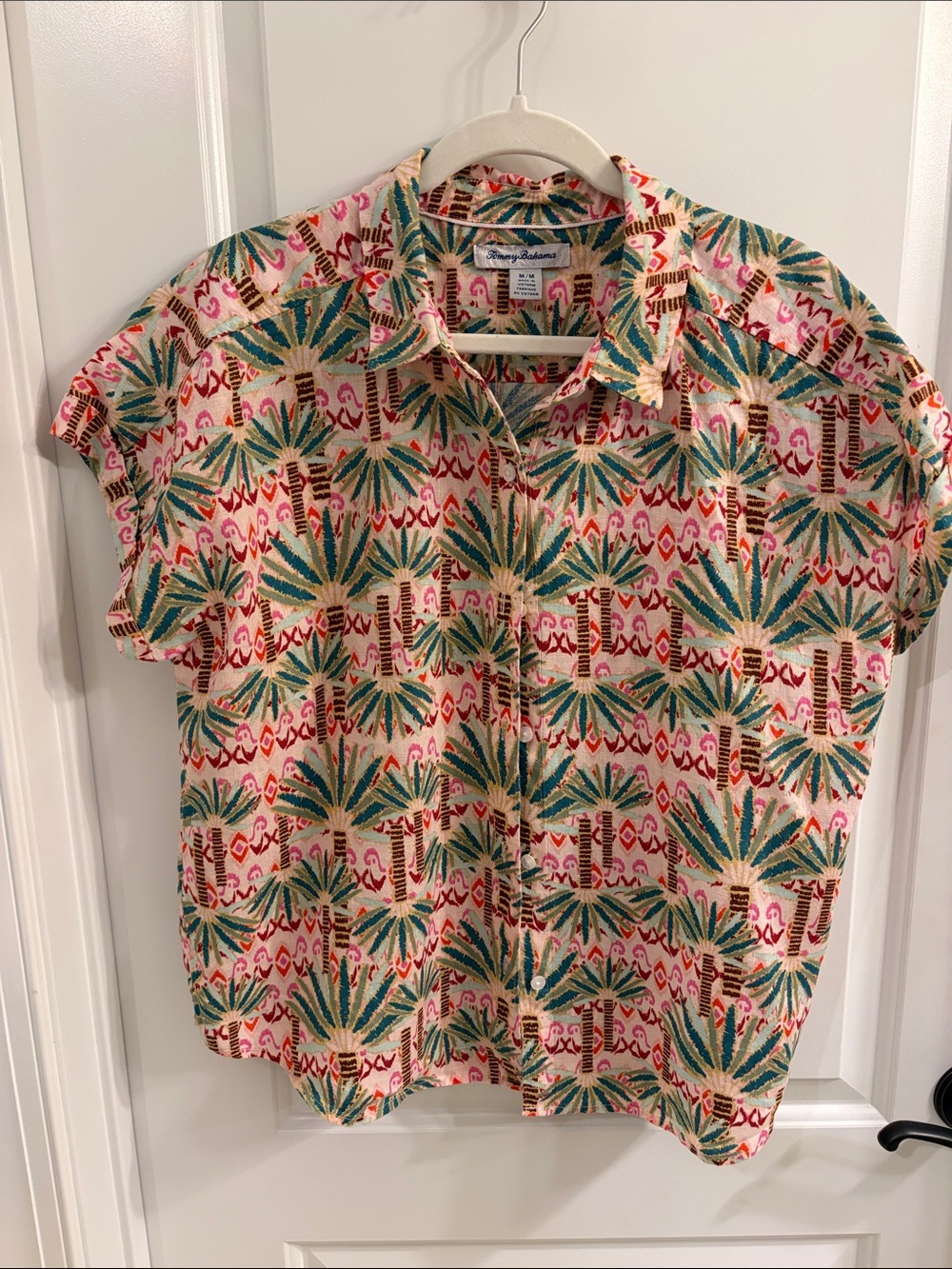 Tommy Bahama Pink Palm & Geometric Short-Sleeve Button-Down Shirt